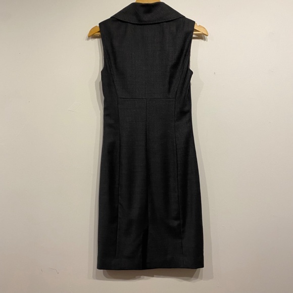 Ted Baker Vintage Grey Houndstooth Collared V-Neck Pencil Knee Length Dress 2 - Picture 2 of 6